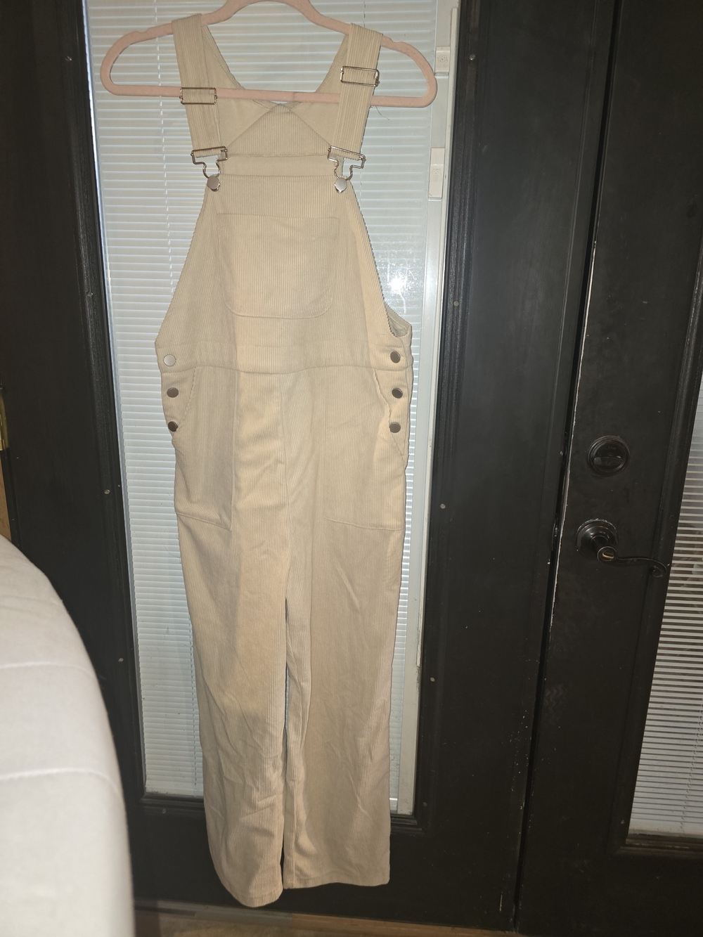 Beige Women's Cotton Blend Overalls Jumpsuit - Picture 2 of 2